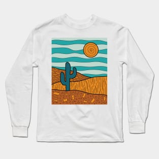 Abstract desert landscape illustration - Blue Long Sleeve T-Shirt